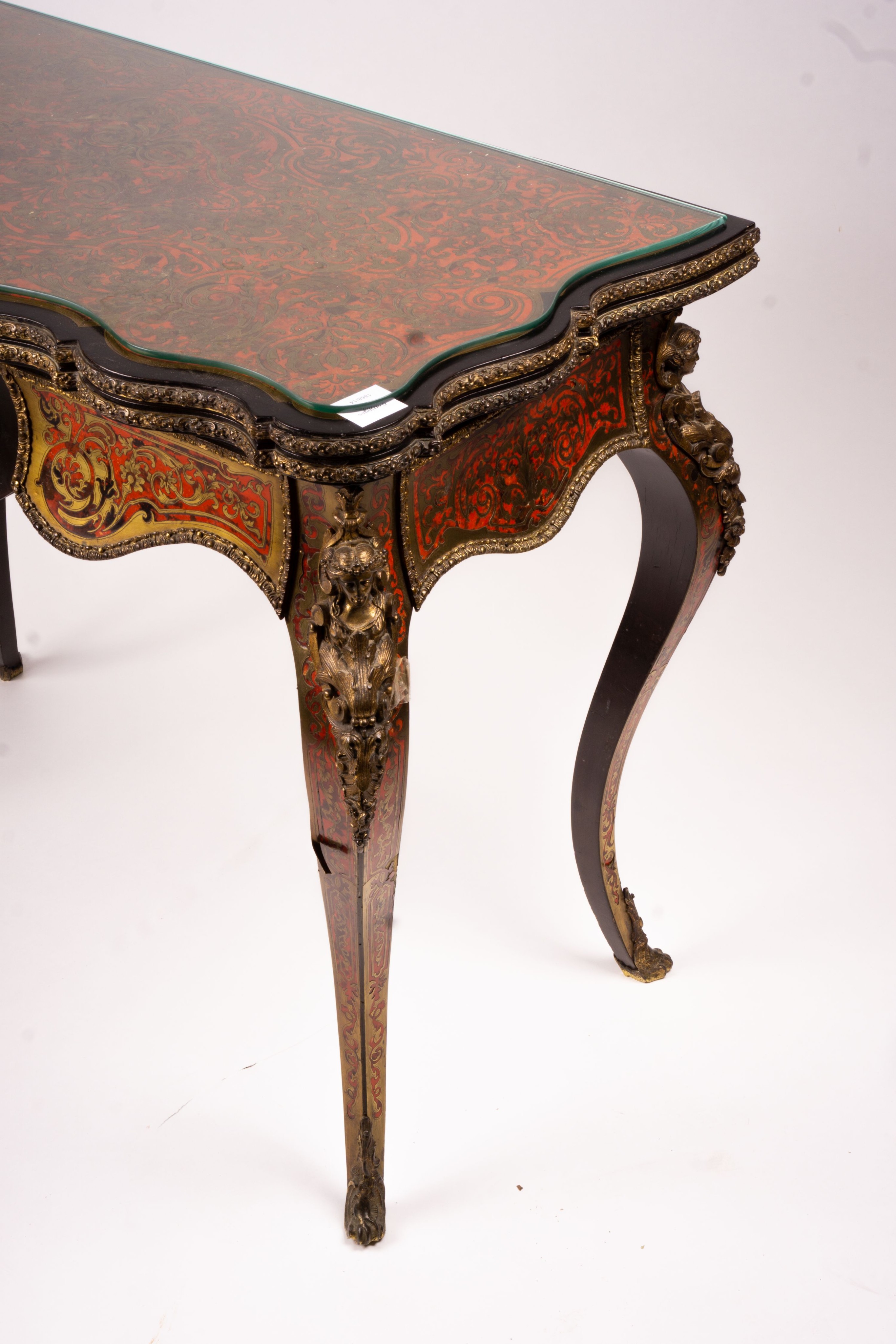 A 19th century Boulle folding card table, width 94cm, depth 46cm, height 74cm